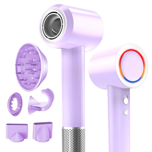 USKOWO HAIR DRYER, BLOW DRYER WITH DIFFUSER,1600W HIGH SPEED DRYING - PURPLE - Like New