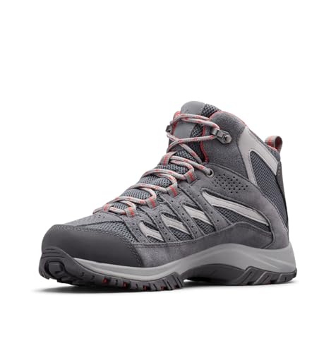 COLUMBIA WOMEN'S CRESTWOOD MID WATERPROOF GRAPHITE/DAREDEVIL SIZE 8 WIDE - Like New