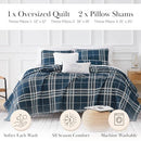 SOUTHSHORE OVERSIZED 6 PIECE QUEEN SIZE DUVET SET SOFT VILANO PLAID BLUE - Brand New