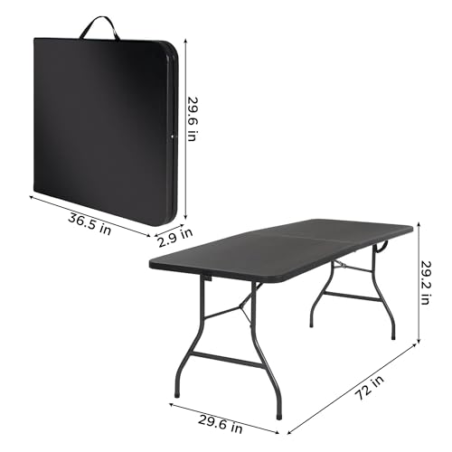 COSCO MOLDED FOLDING BANQUET TABLE W/HANDLE, 6FT, Centerfold 14678BLK1 BLACK - Like New