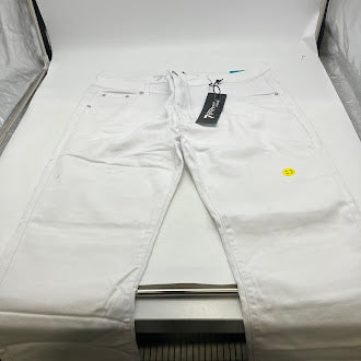 7GROOVE GROOVE MEN'S JEANS STRAIGHT DENIM SLIM FIT - SIZE: MEN 42/32 - WHITE - Brand New