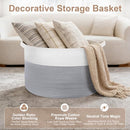 CLENCLEVER XXL LARGE LAUNDRY BASKET 90L SOFT COTTON ROPE BASKET WHITE/GRAY - Brand New