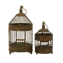 Deco 79 Metal Floral Birdcage Antique Twisted Rod Set of 2 24", 16"H, Bronze - Brand New