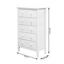ADEPTUS JELA EASY PIECES SOLID WOOD 5 DRESSER, WHITE - Like New