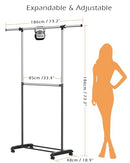 LIIGOU Double Rod Clothing Metal Garment Rack, SIZE: 73x73x33 in - NEW - Brand New