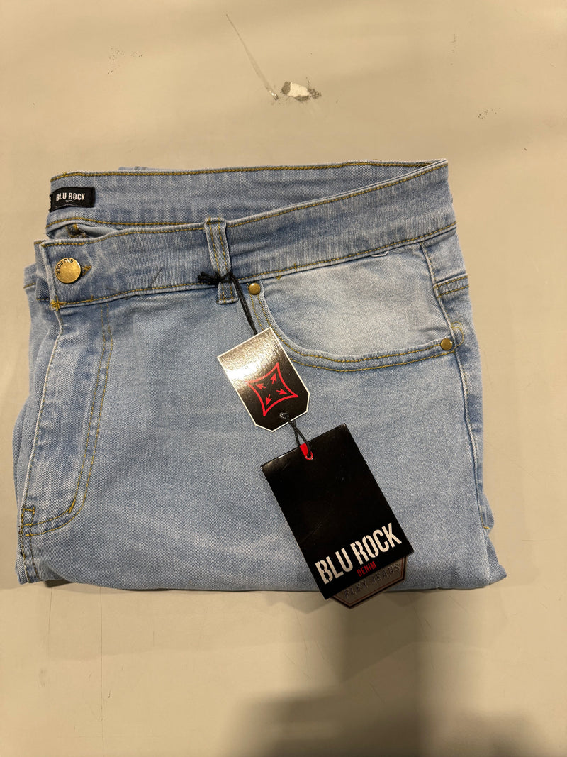 BLU ROCK DENIM STRETCH MEN'S DENIM JEANS - SIZE: MEN 40X31 - LIGHT BLUE - Brand New