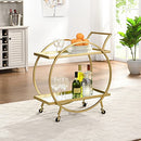 FIRSTIME & CO. GOLD ODESSA BAR CART, 2 TIER MOBILE MINI BAR, - Scratch & Dent