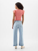 GAP WOMEN'S HIGH RISE WIDE LEG JEANS - SIZE: WOMEN 24 - LIGHT WASH MAIZE - Like New