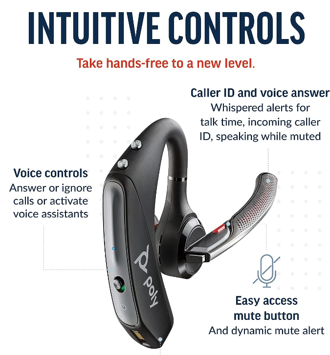 Plantronics Voyager 5200 UC Bluetooth Headset Black 206110-101 - Like New