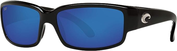 Costa Del Mar Caballito Rectangle Blue Mirror Black Frame Sunglasses Men 6S9025 Like New