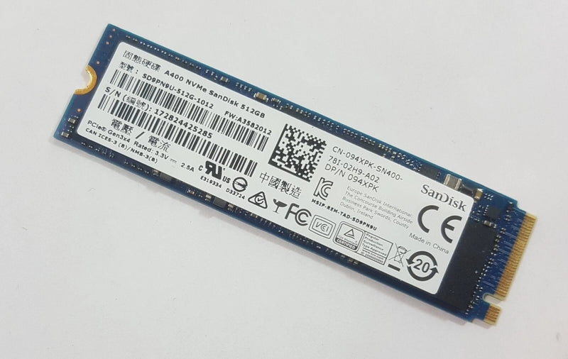 SANDISK 512GB NVME SSD HARD DRIVE M.2 2280 A400 094XPK - BLUE - Like New