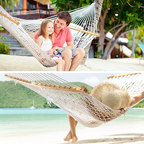 Y-STOP 13FT Double Hammock with Pillow, Rope Chains & Hooks - Natural - Like New