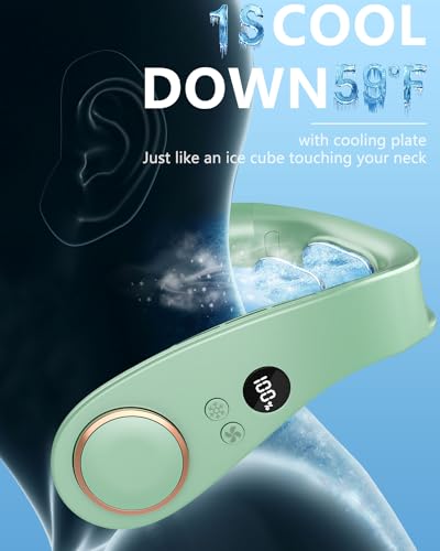 FWV PERSONAL NECK AIR CONDITIONER-COOLING NECK FAN WITH AC - LIGHT GREEN - Like New