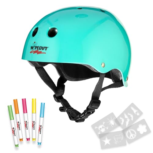 WIPEOUT DRY ERASE KIDS HELMET YOUTH 52-56 CM - TEAL BLUE - Scratch & Dent