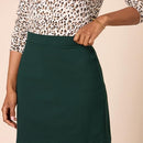 AMAZON ESSENTIALS WOMEN'S PONTE PULL-ON MINI LENGTH A-LINE SKIRT  - DARK GREEN - Brand New