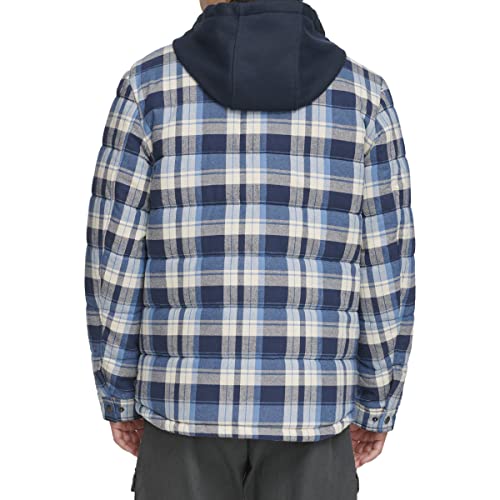 LEVI'S MEN'S PLAID SHERPA LINED HOODED SHIRT JACKET - SIZE: MEN XXL - NAVY/BLUE - Brand New
