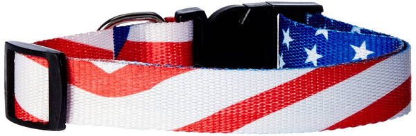 DUKES KOLE KI-AA125 PATRIOTIC DOG COLLAR - BLACK/WHITE/BLUE/RED/SILVER - Brand New