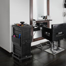 SALONITURE PREMIUM LOCKING ROLLING TROLLEY CART POCKETS 15L X 16.5W X 34H  BLACK - Like New