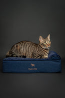 NOAH & PAW ORTHOPEDIC MEMORY FOAM SOFA DOG BED - SIZE: YOUTH 20*15*8 - DARK BLUE - Like New