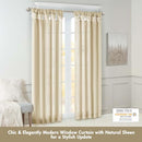 Madison Park Emilia Faux Silk Single Curtain with Privacy Lining, DIY Twist Tab - Like New