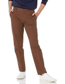 AMAZON ESSENTIALS SLIM-FIT WRINKLE-RESISTANT FLAT-FRONT CHINO, 34WX32L, BROWN - Brand New
