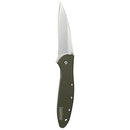 KERSHAW POCKET KNIFE, 3 INCH FOLDING BLADE, MADE IN THE USA - LEEK-OLIVE - Like New