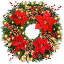 24 IN Christmas-Wreath, Christmas-Wreaths-for-Front-Door, Pre-Lit Wreath - Brand New