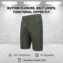JUMP START MEN’S 6-POCKET ALL MOTION STRETCH UTILITY SHORTS - SIZE: 32 - OLIVE - Brand New