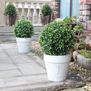 Two 20"T Artificial Boxwood Topiary Ball Trees Fake Bushes Shrubs UV Resistant - Like New