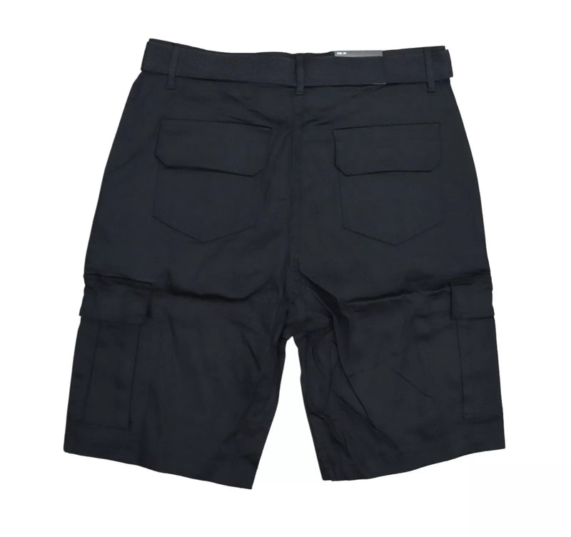 BLU ROCK NEW YORK 10" INSEAM CARGO POCKET W/BELT INCLUDED SHORTS MEN 36 - BLACK - Brand New