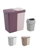 Mabel Home Plastic Laundry Hamper with Lid, 2 sections (Brown-Cream) - Brand New