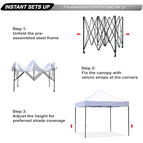 ABCCANOPY PATIO POP UP CANOPY TENT 10X10 COMMERCIAL-SERIES - WHITE - Like New