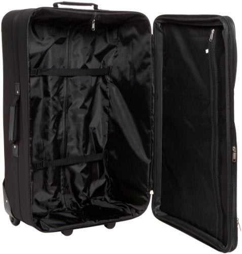 ROCKLAND JOURNEY SOFTSIDE UPRIGHT LUGGAGE SET,EXPANDABLE, LIGHTWEIGHT - BLACK - Brand New