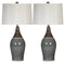 SIGNATURE DESIGN BY ASHLEY NIOBE GLAZED CERAMIC TABLE LAMP 2 COUNT 28" - GRAY New