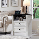 Aitjunz 26" Tall Farmhouse Nightstand, 2 Drawers, End Table, Side Table - White - Brand New