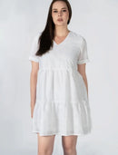 BARN SWALLOW NEW YORK DRESS BUNDLE OF 3 V-NECK OVER- 6 - TERRA/WHITE/OLIVE GREEN - Like New