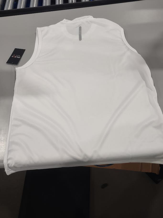 GALAXY MOISTURE WICKING SLEEVELESS SHIRT - SIZE: MEN M - WHITE - Brand New