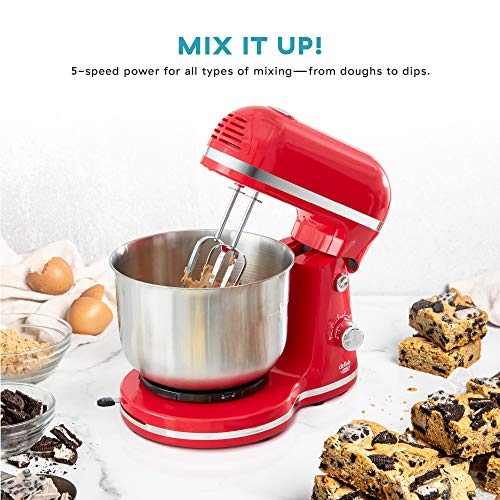 DASH DELISH BY DASH COMPACT STAND MIXER, 3.5 QUART RED, DCSM350GBRD02 - Brand New