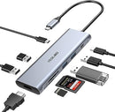 Yeolibo 9-in-1 USB C Hub Multiport Adapter 4K HDMI 100W SD RU9A - GREY - Like New