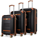 19V69 ITALIA VINTAGE 3 PIECE EXPANDABLE HARD SPINNER LUGGAGE SET VTLUGFD - BLACK - Like New