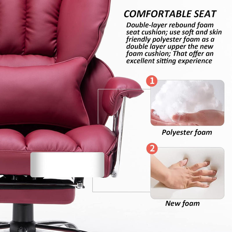 EFOMAO BIG AND TALL OFFICE CHAIR WITH LUMBAR SUPPORT (RED) - Like New