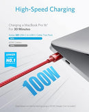 ANKER USB C TO USB C CABLE 6FT, 2PACK - RED - Like New