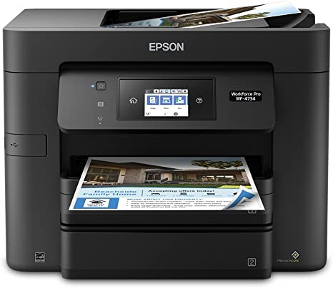 Epson WorkForce Pro Printer 4-in-1 Wi-Fi/Print/Copy/Scan/Fax WF-4734 - Black Like New