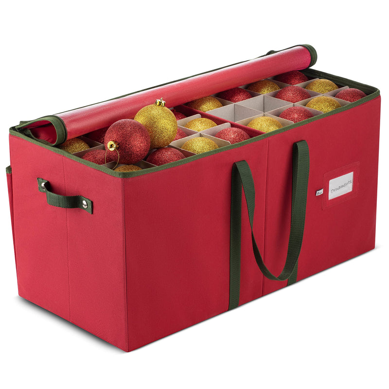 ZOBER LARGE CHRISTMAS ORNAMENT STORAGE BOX - DUAL ZIPPER - RED - Brand New