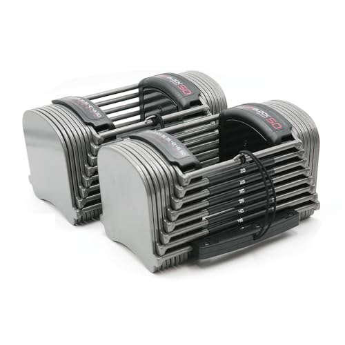POWERBLOCK SPORT 50 ADJUSTABLE DUMBBELL SET, 50 LBS PER HAND, 2PC - BLACK/GRAY - Like New