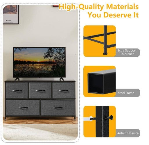 WONDER COMFORT MODERN GRAY 5 DRAWER 11.8 IN. WIDE CHEST OF DRAWERS - GRAY - Like New