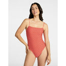 TIME AND TRU WOMEN'S PLUS SQUARE NECK ONE-PIECE SIZE MEDIUM 8-10 - TOMATO RED - Brand New