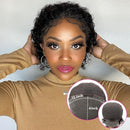 YKHJH 13x4 SHORT CURLY HUMAN HAIR WIGS PIXIE CUT WIG HUMAN HAIR 6 INCH - BLACK - Brand New