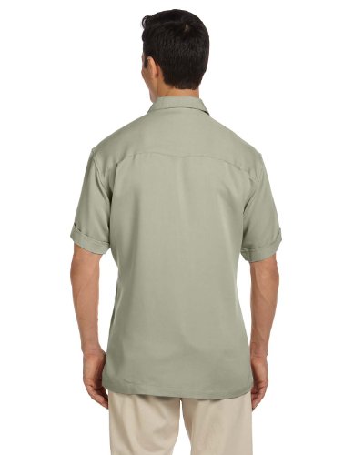 HARRITON M575 MEN'S TWO-TONE BAHAMA CORD CAMP SHIRT SIZE 2XL - GREEN MIST/CREME - Like New