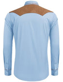 COOFANDY MEN'S WESTERN COWBOY SHIRT EMBROIDERY LONG SLEEVE SLIM FIT - LIGHT BLUE - Brand New
